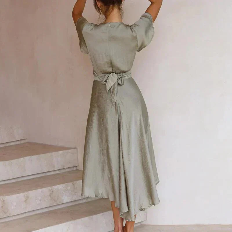Grace | Satin Tie Front Occasion Midi Dress