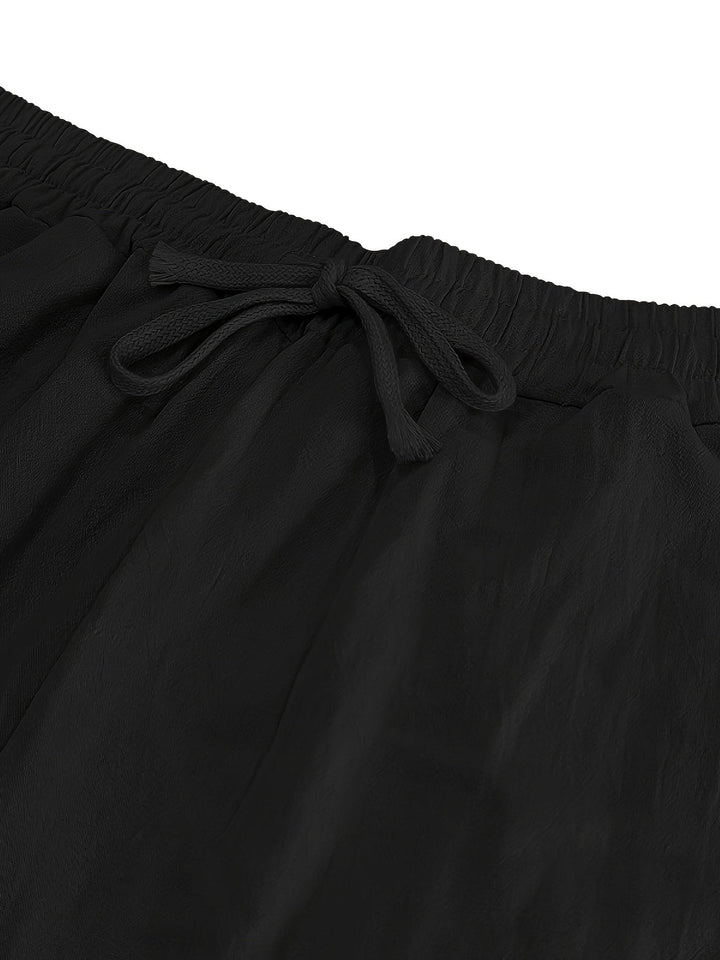 Men's Crinkled Linen Wide-Leg Drawstring Pants