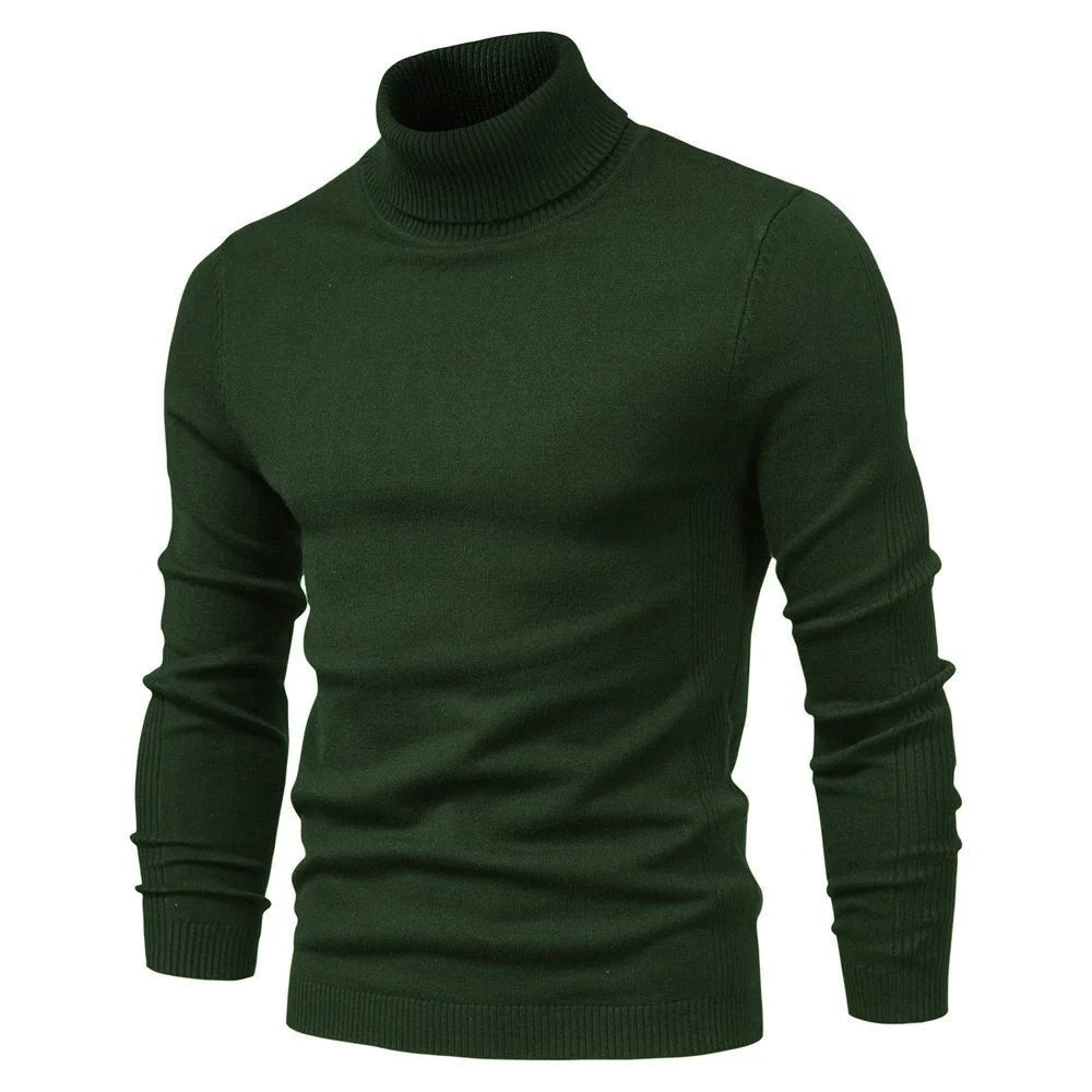 Men's Slim Fit Knit Roll Neck Jumper with Ribbed Cuffs