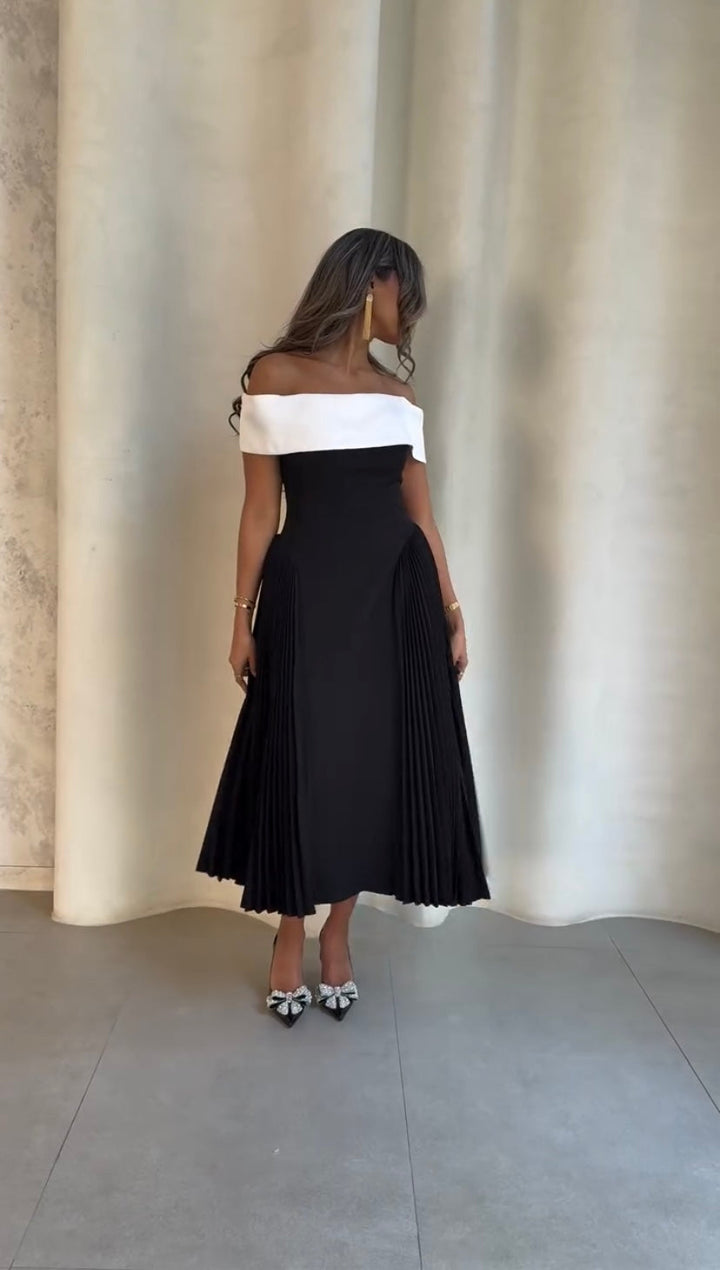 Isabella | Elegant Off Shoulder Occasion Midi Dress