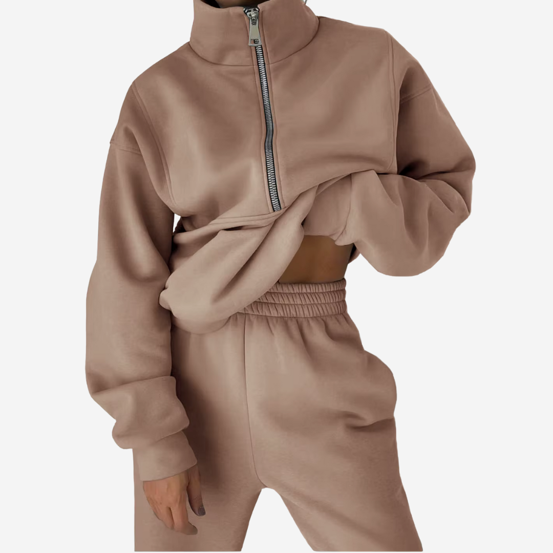 Women's Half-Zip Tracksuit with Ribbed Cuffs