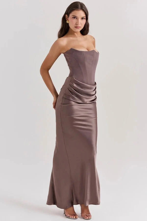 Ruched Strapless Maxi Dress for Women