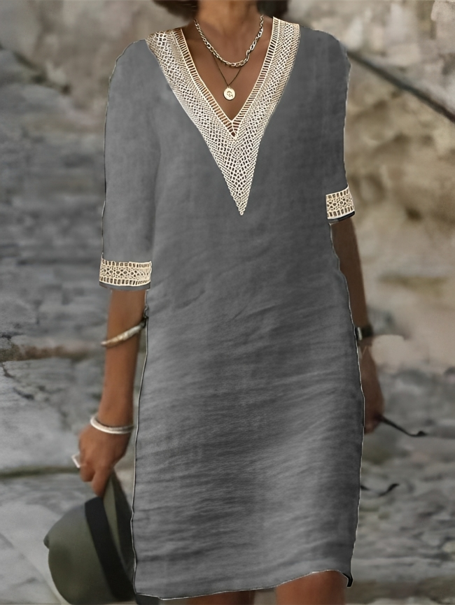Serena | Lace Trim V-Neck Summer Dress