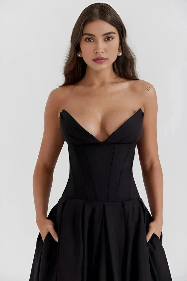 Strapless Corset Midi Dress for Women