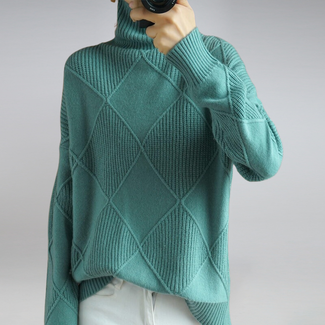 Textured Turtleneck Knit Jumper