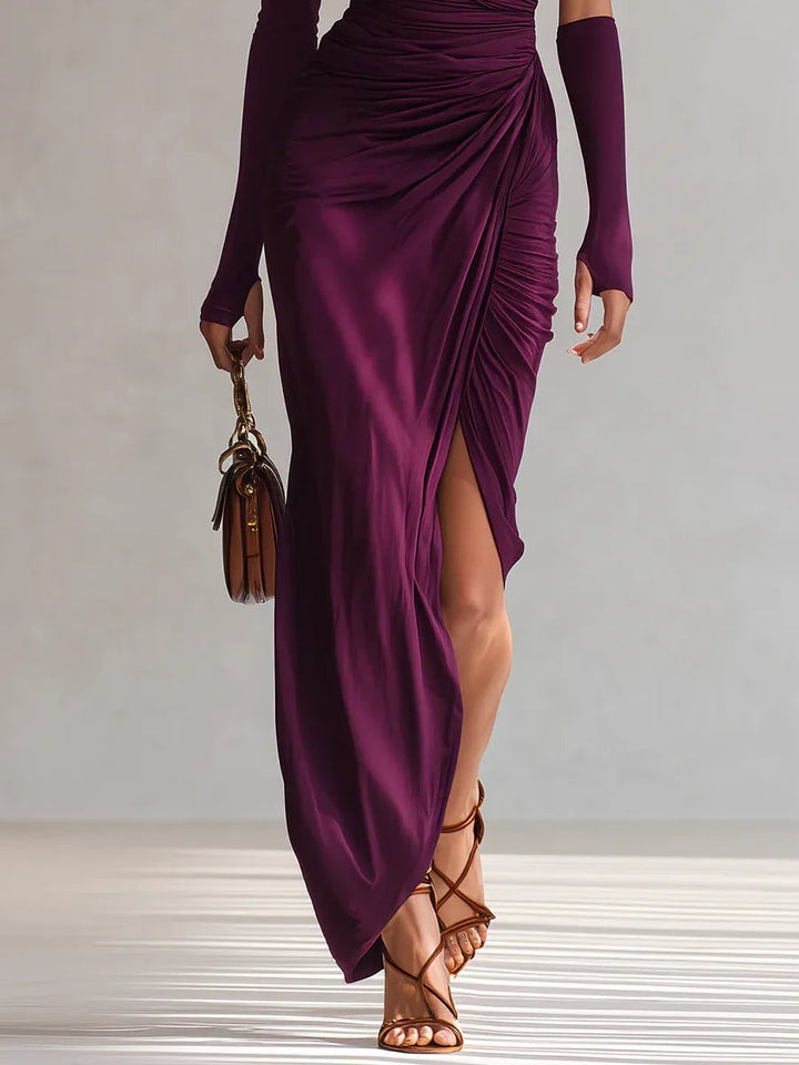 Celeste | Formal Ruched One Shoulder Maxi Dress