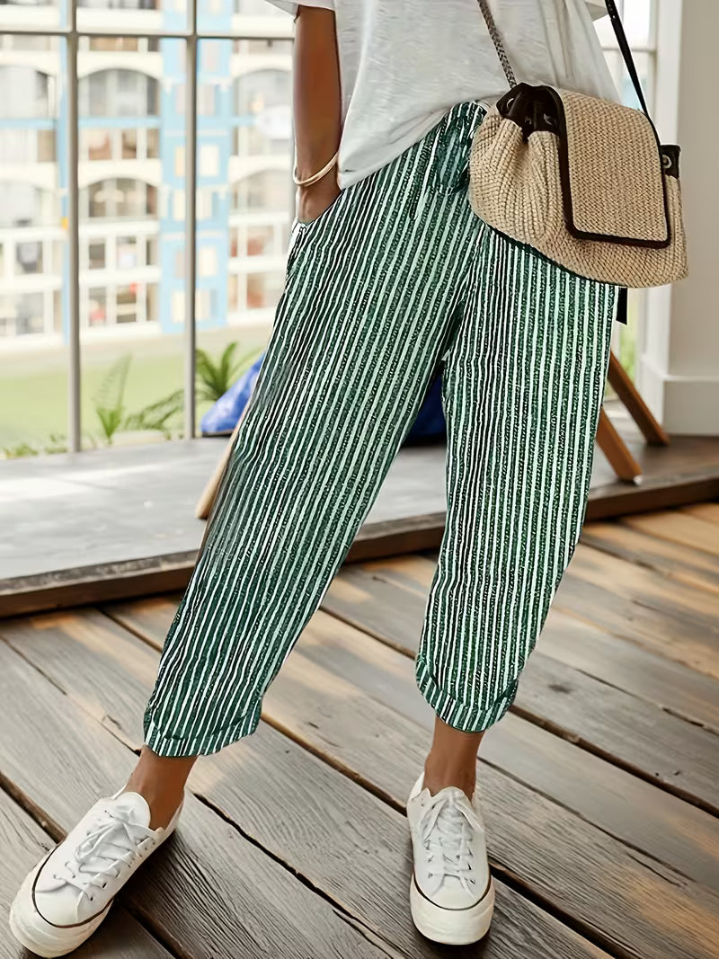 Elara | Relaxed Striped Cropped Pants