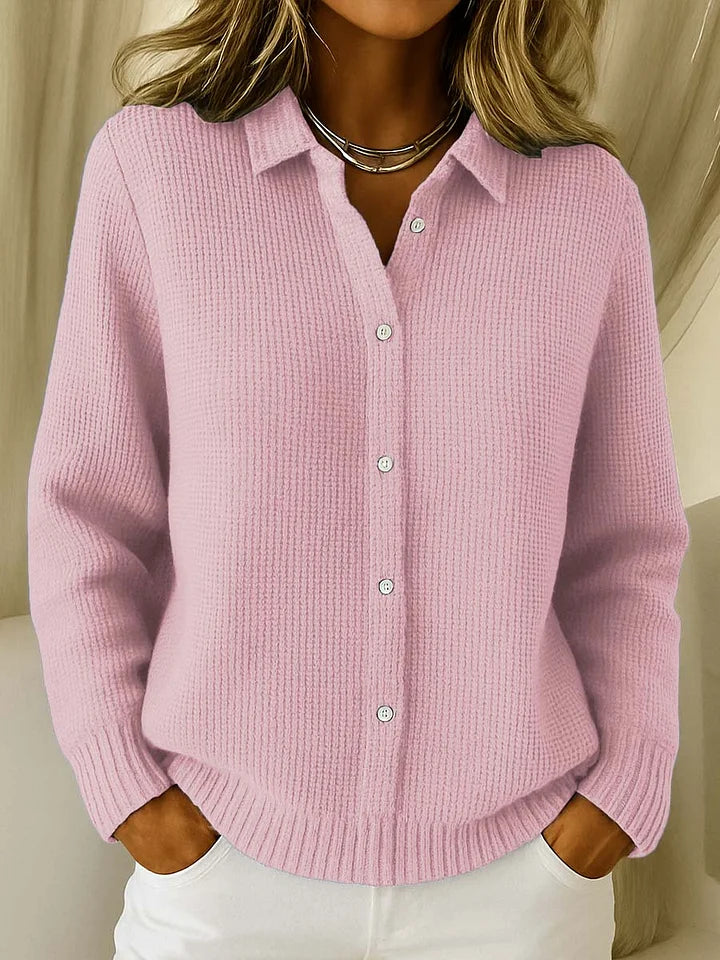 Hazel | Textured Collared Knit Cardigan