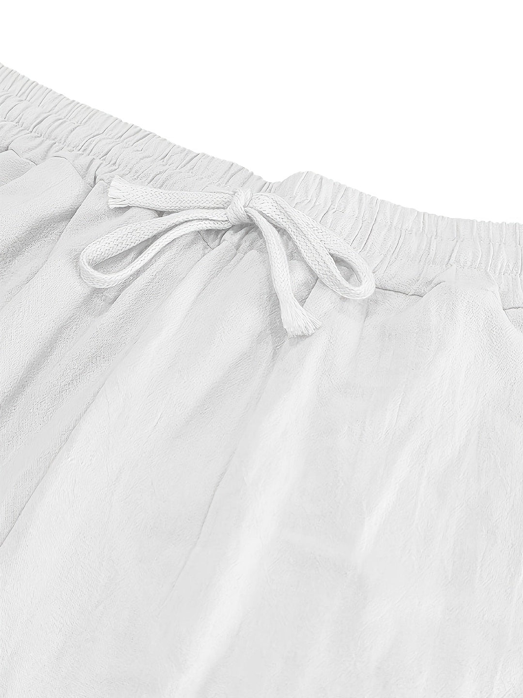 Men's Crinkled Linen Wide-Leg Drawstring Pants