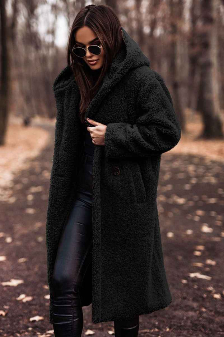 Women's Oversized Wool Teddy Coat with Hood