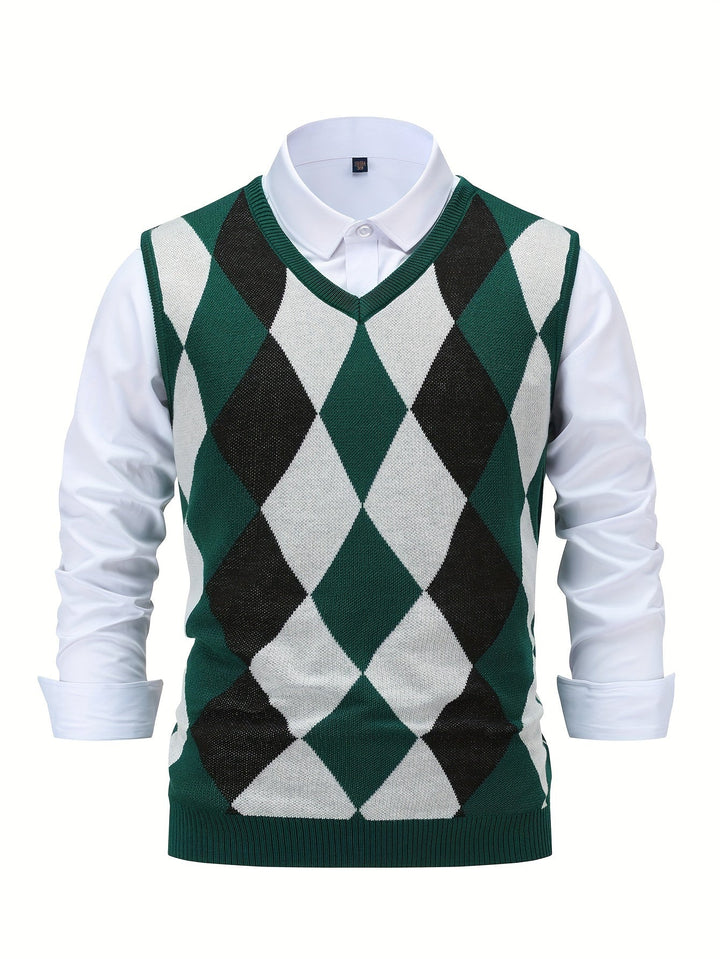 Men's Argyle Knit Sweater Vest