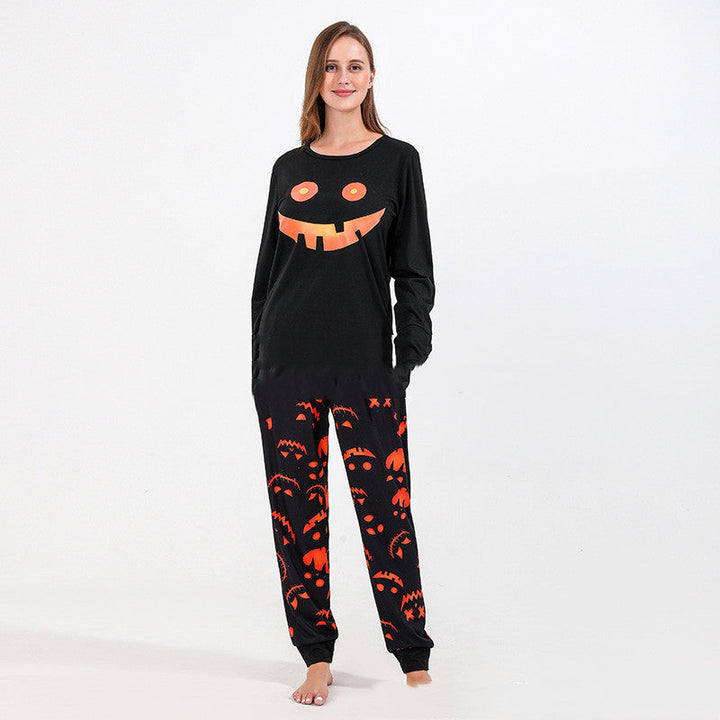 Women's Halloween Pumpkin Face Print Pyjama Set