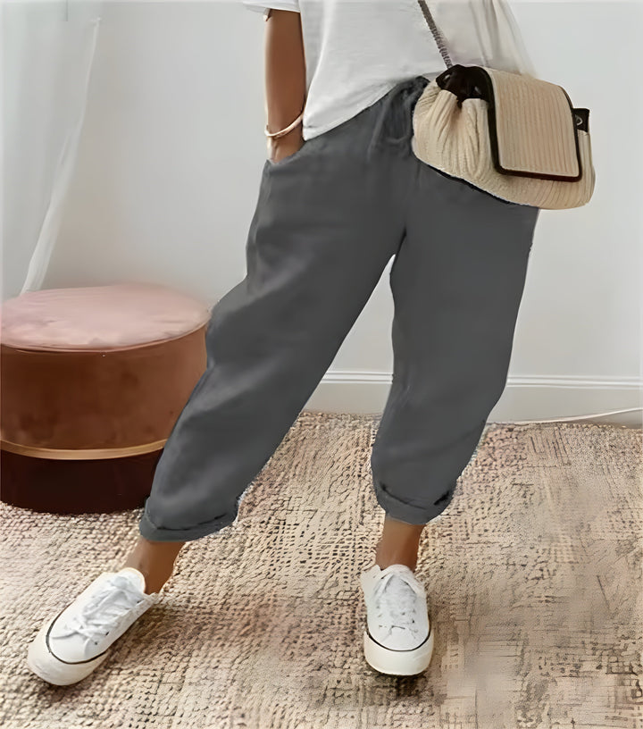 Elara | Relaxed Drawstring Linen Pants