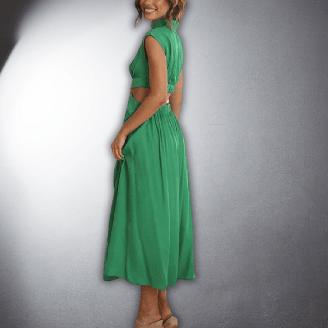 Isadora | Cut Out High Neck Occasion Midi Dress