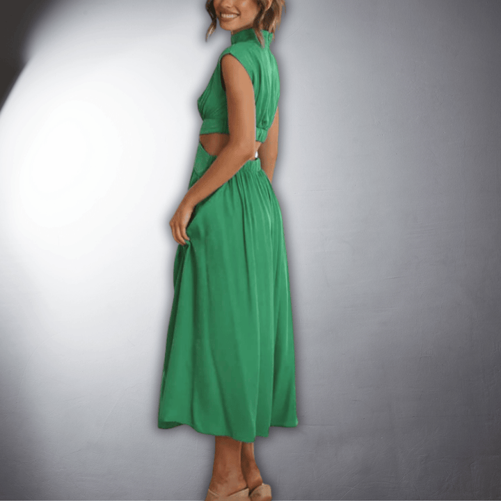 Isadora | Cut Out High Neck Occasion Midi Dress