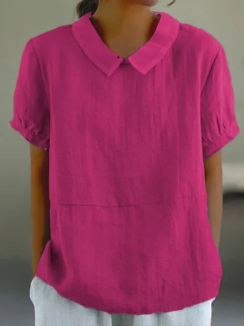 Women's Linen Peter Pan Collar Top