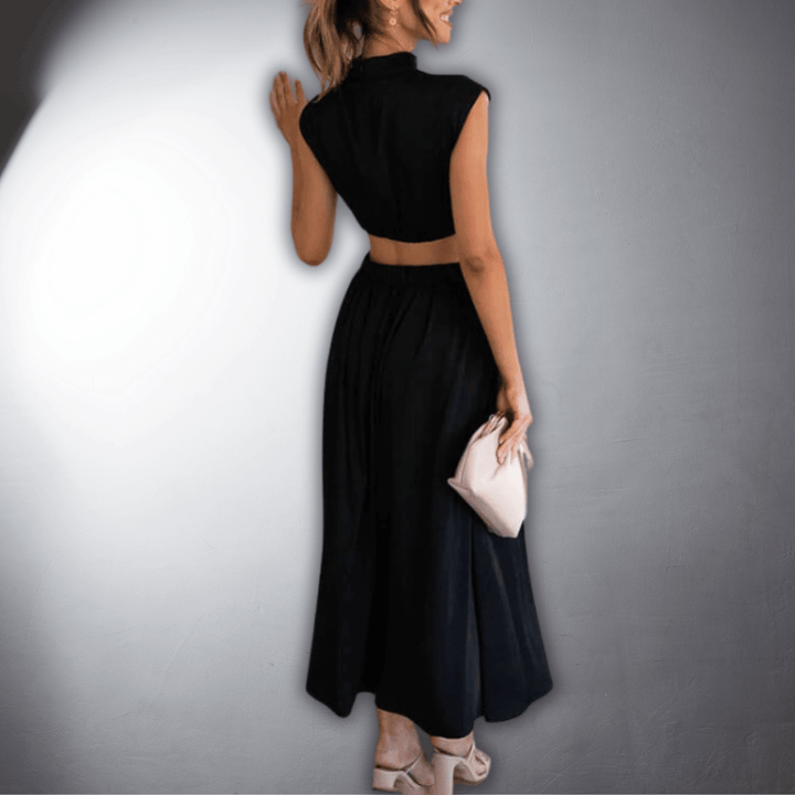 Isadora | Cut Out High Neck Occasion Midi Dress