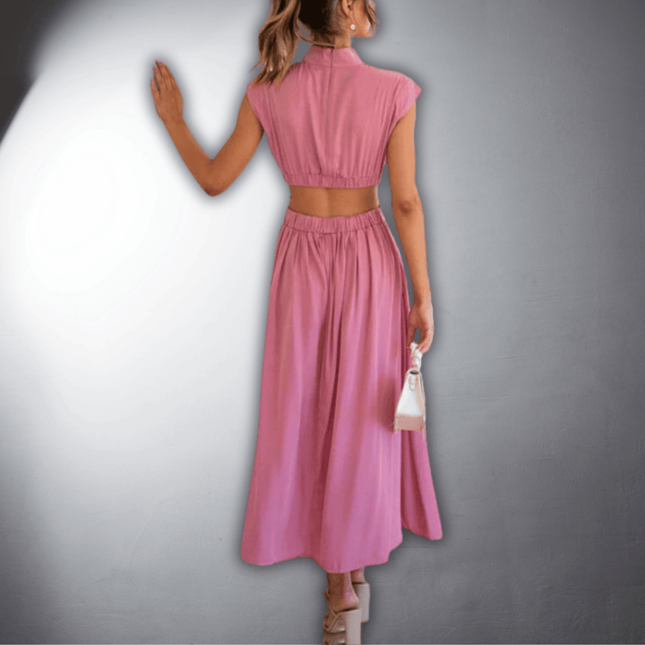 Isadora | Cut Out High Neck Occasion Midi Dress