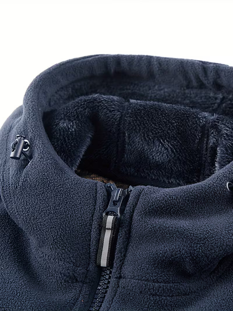Men's Fleece Zip-Up Jacket with High Collar