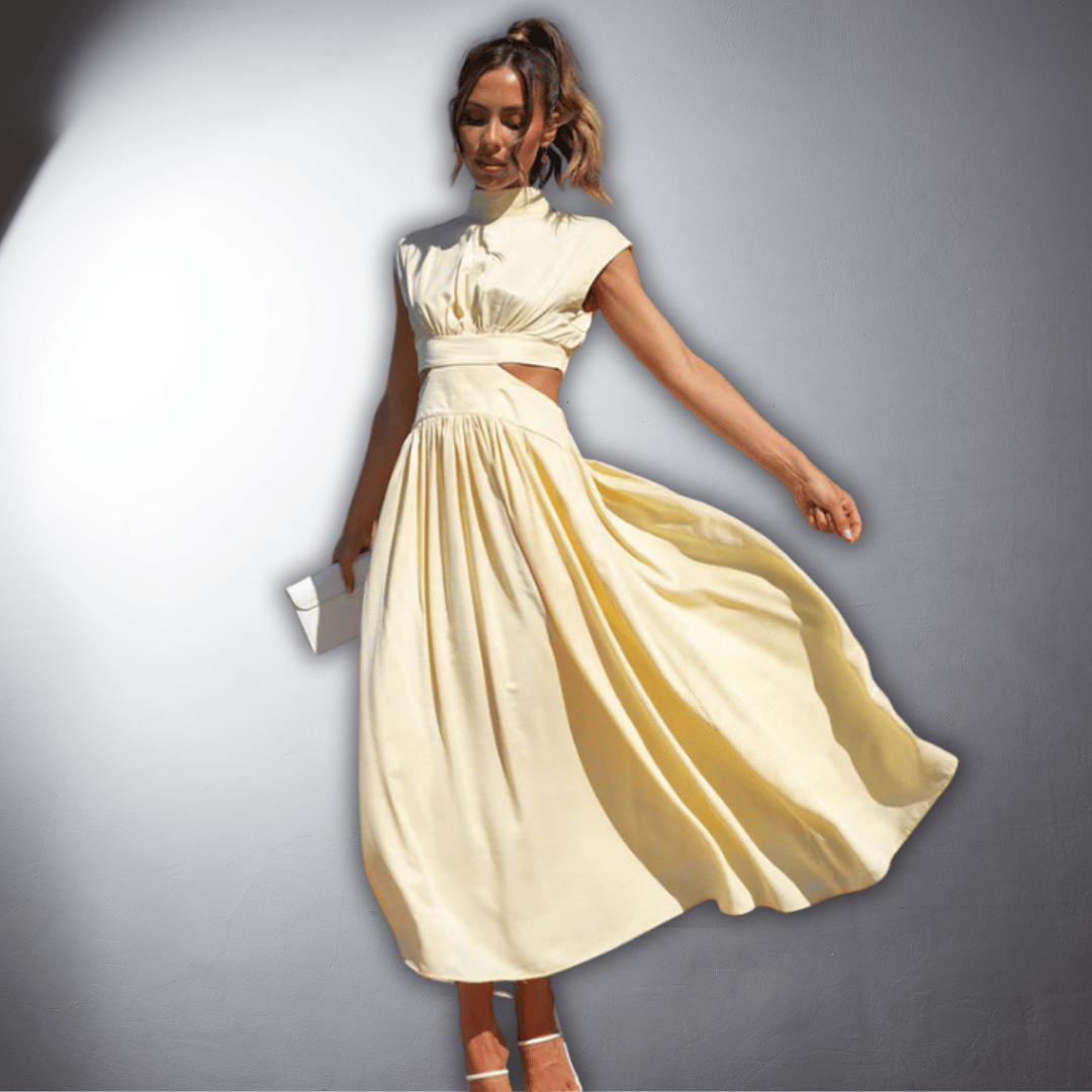 Isadora | Cut Out High Neck Occasion Midi Dress
