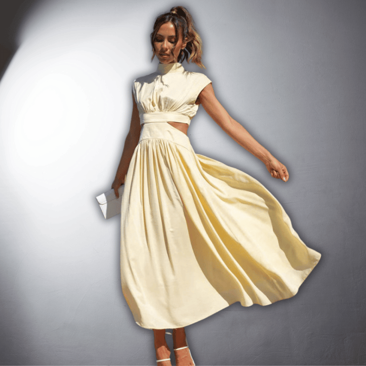 Isadora | Cut Out High Neck Occasion Midi Dress