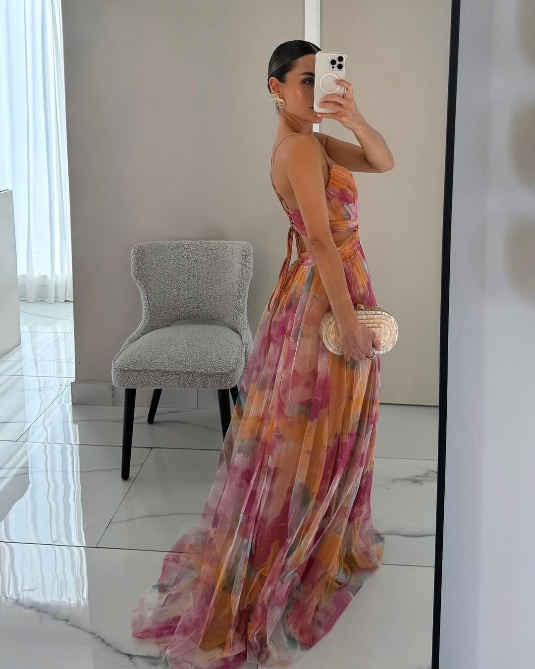 Women's Cut-Out Maxi Dress with Wrap Bodice