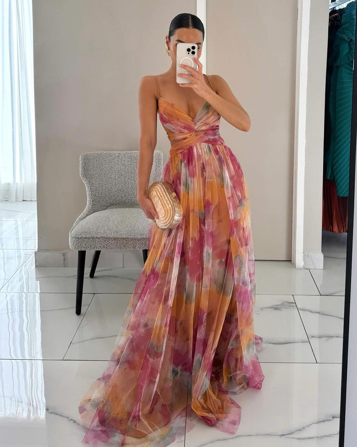 Women's Cut-Out Maxi Dress with Wrap Bodice