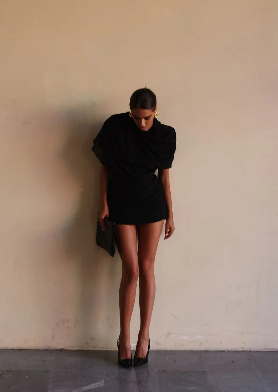 Alessia | Cocktail Draped High Neck Mini Dress