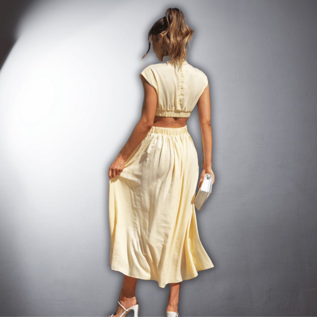 Isadora | Cut Out High Neck Occasion Midi Dress