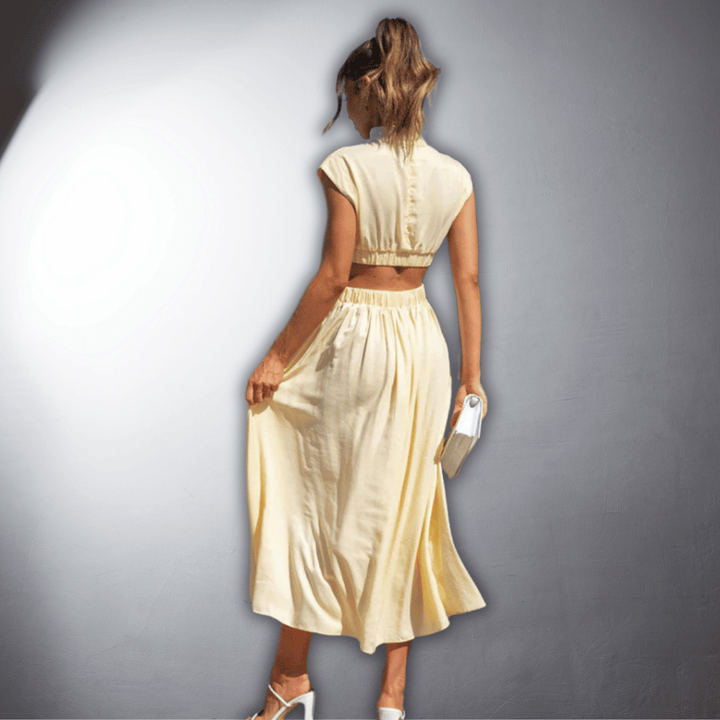 Isadora | Cut Out High Neck Occasion Midi Dress