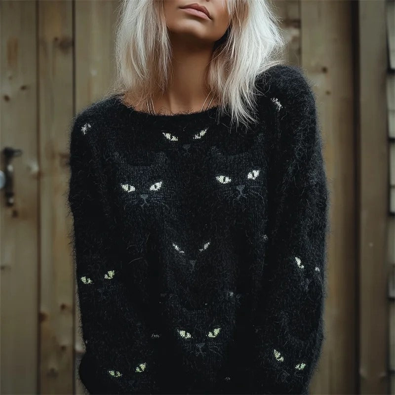 Men's Halloween Pumpkin Bat Knit Sweater