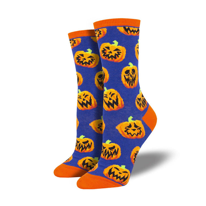 Halloween Pumpkin and Witch Print Cosy Socks