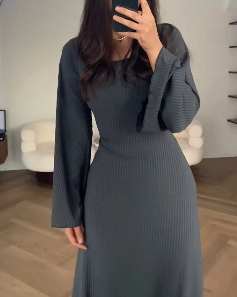 Sophia | Ribbed Long Sleeve Maxi Dress