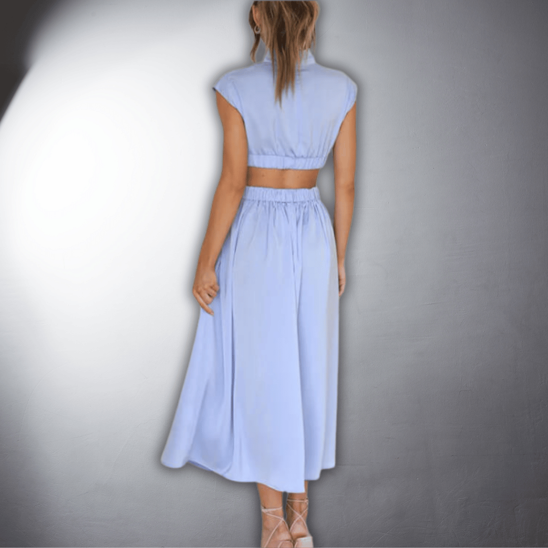 Isadora | Cut Out High Neck Occasion Midi Dress