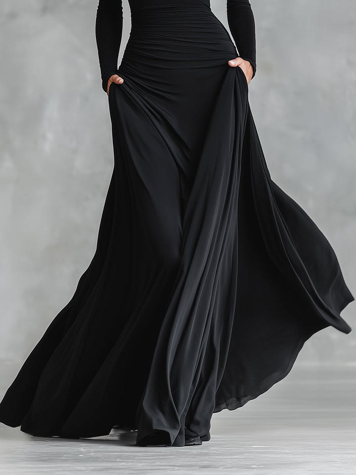 Celeste | Formal Ruched Long Sleeve Maxi Dress