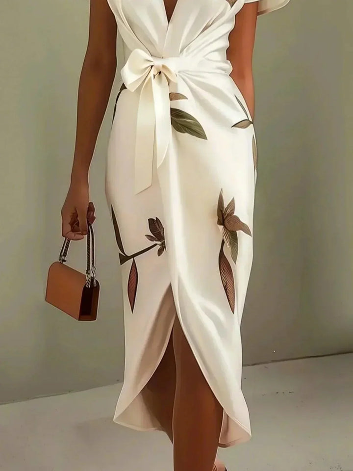 Women's Floral Maxi Wrap Dress with Tie Waist