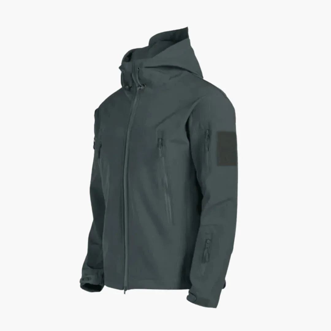 Men's Softshell Tactical Jacket with Multi-Pocket Hood