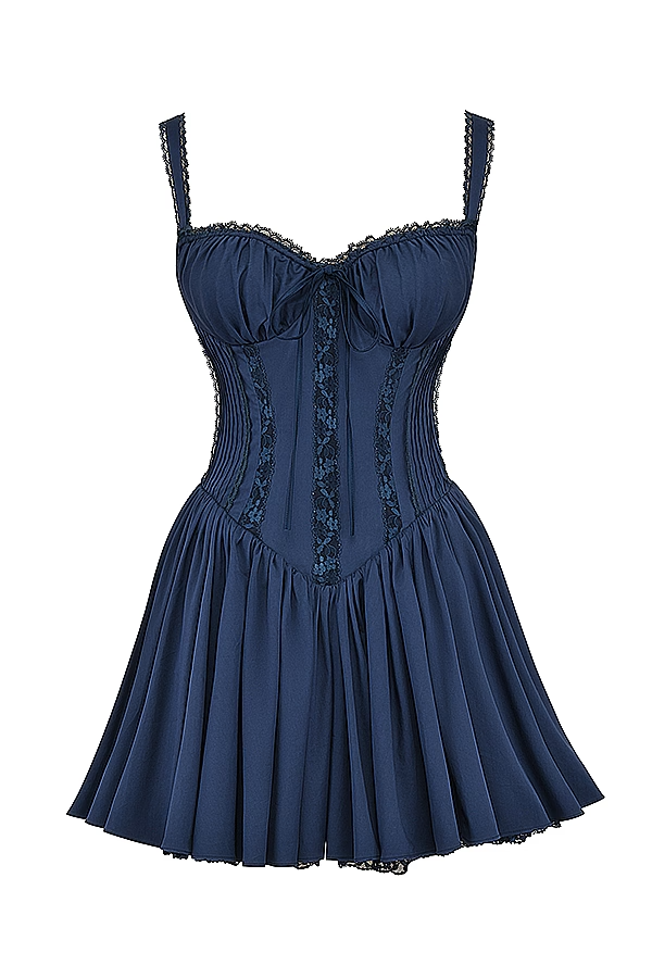Rosalie | Corset Lace Trim Mini Dress