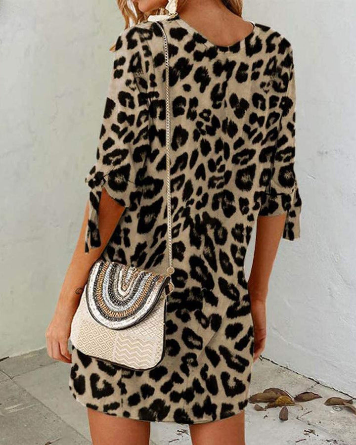 Rebecca | Animal Print Round Neck Cocktail Dress