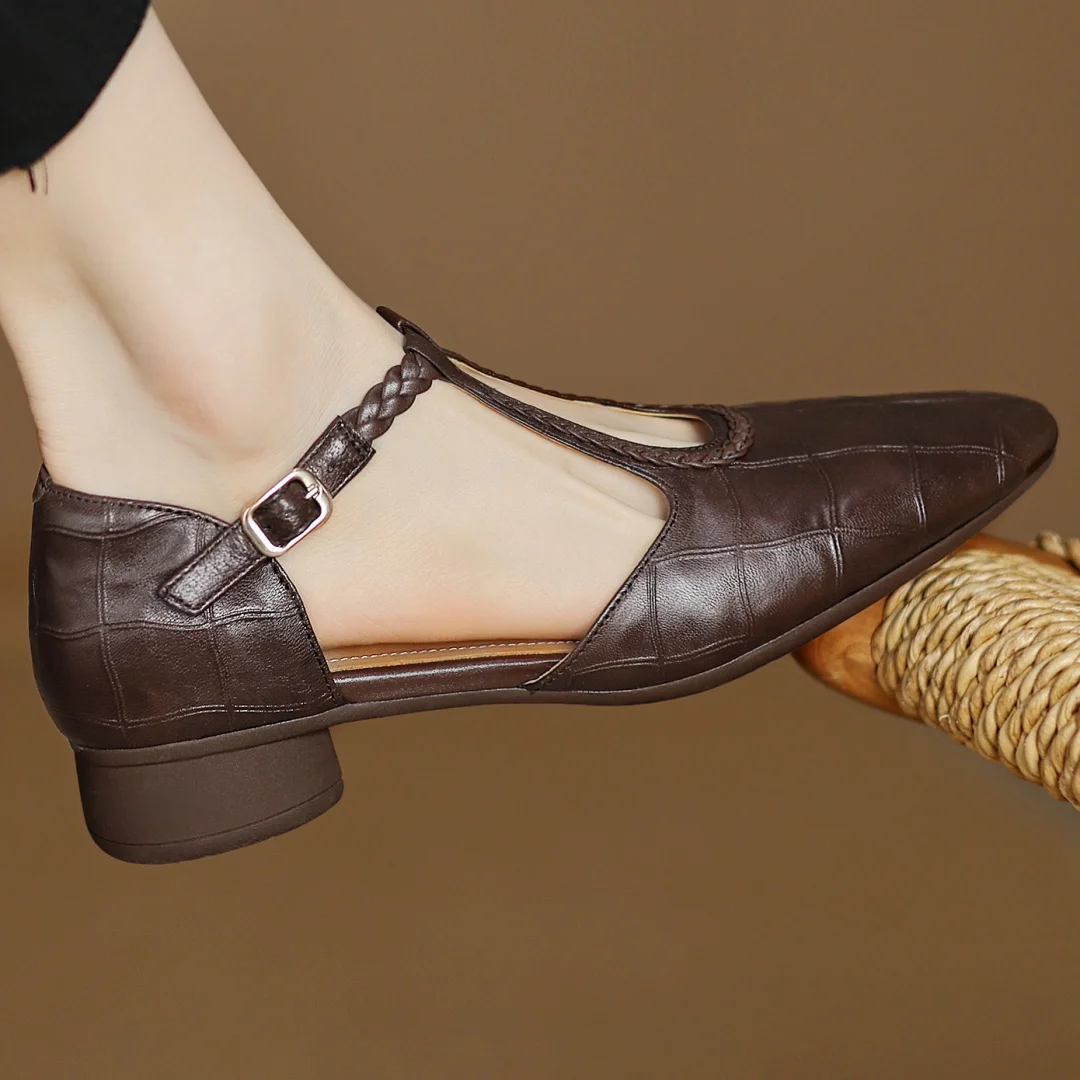 Croc Embossed T Strap Pumps