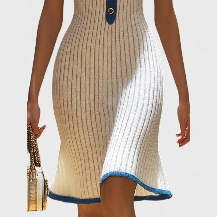 Camille | Ribbed Button Front Knit Midi Dress