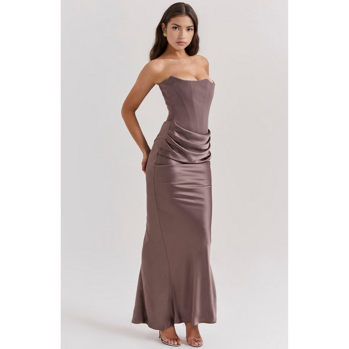 Arabella | Strapless Draped Waist Evening Maxi Dress