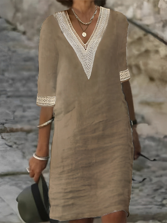 Serena | Lace Trim V-Neck Summer Dress