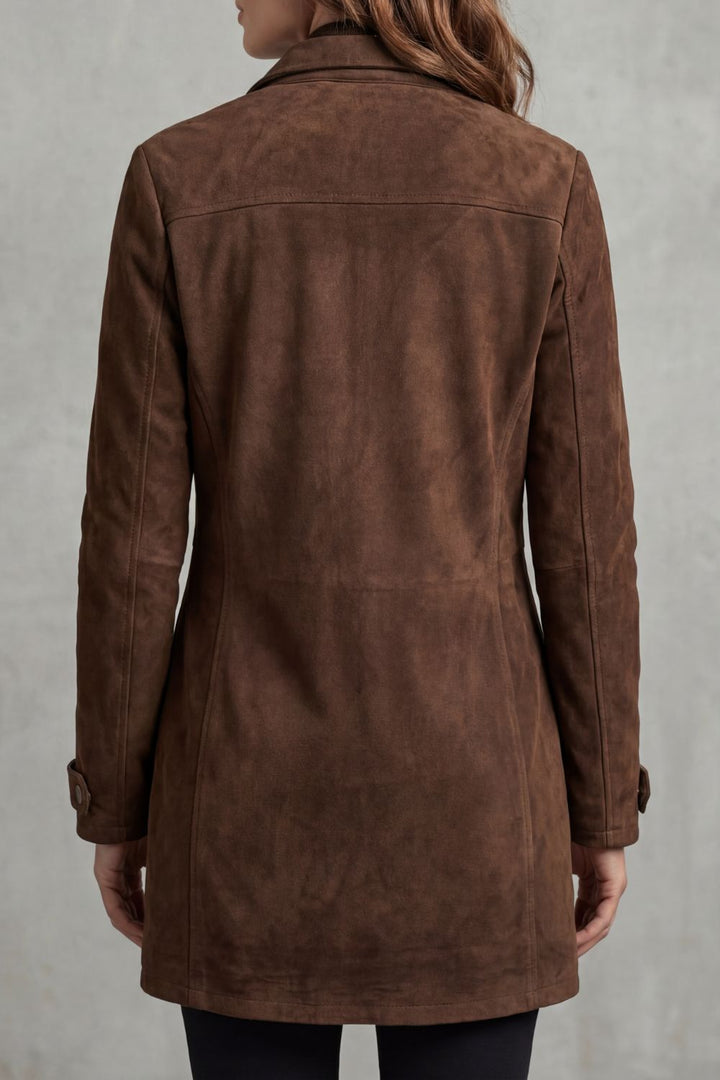 Women's Suede Longline Coat in a Tailored Fit