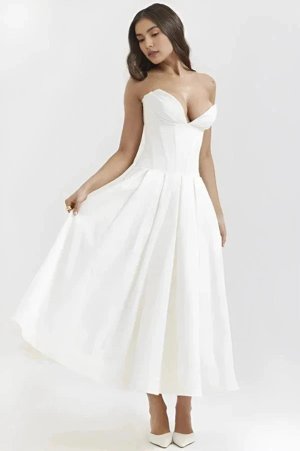 Strapless Corset Midi Dress for Women