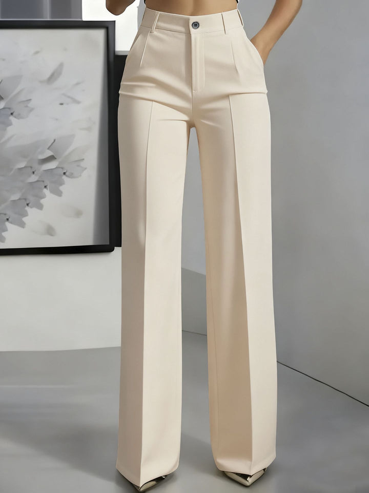Women's High Waist Wide Leg Trousers with Front Pleats