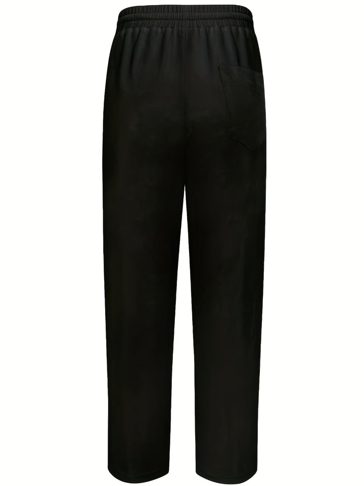 Men's Linen Straight-Leg Pants with Side Button Placket