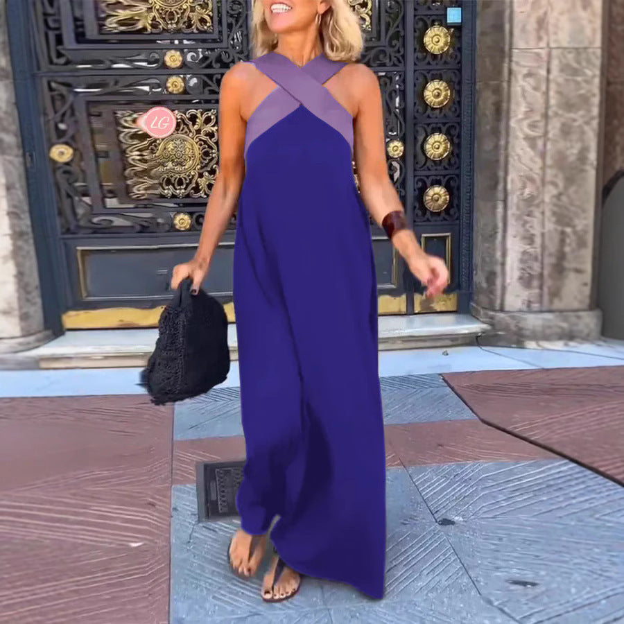 Cross Over Halter Neck Maxi Dress