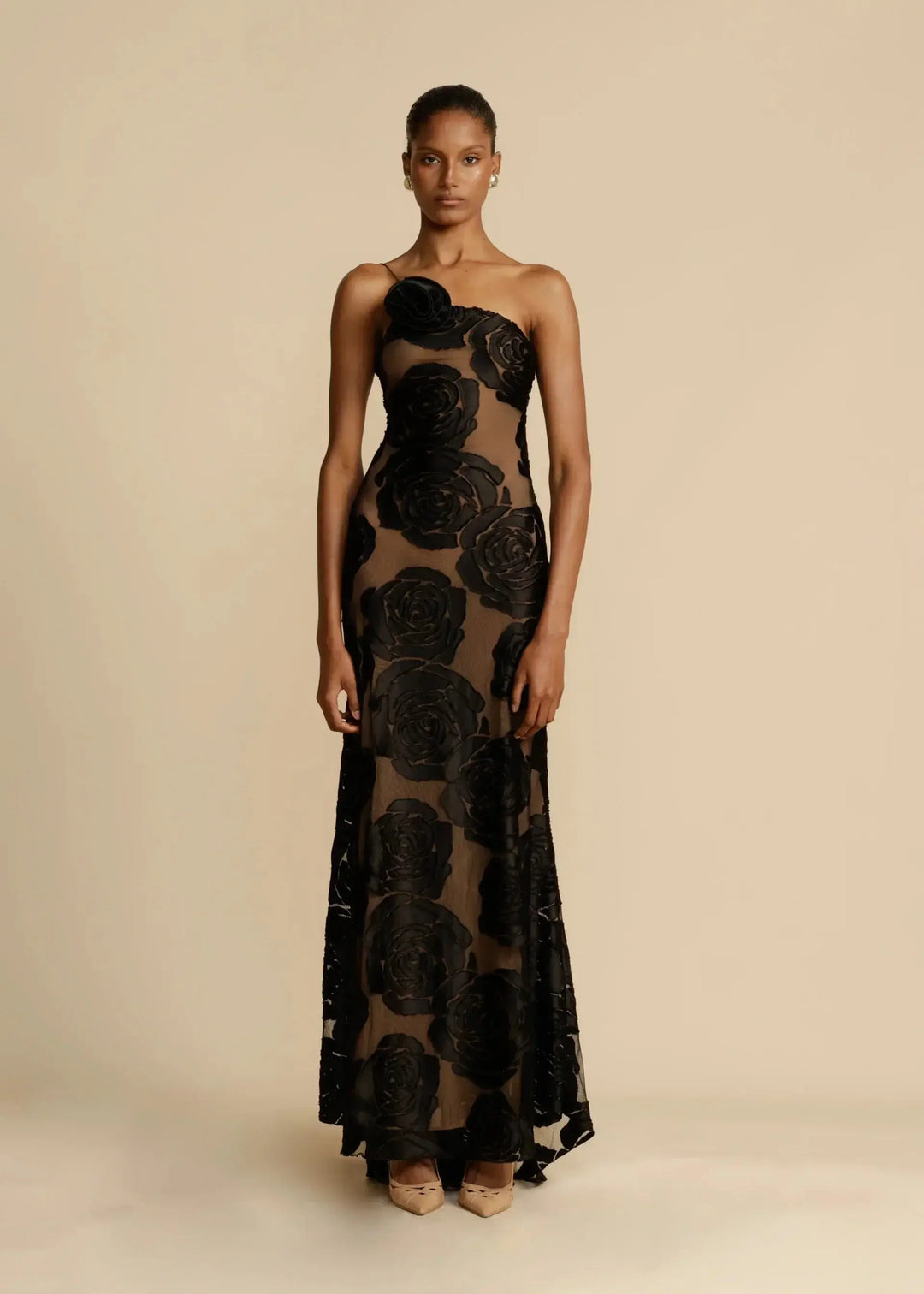 Celeste | Floral One Shoulder Evening Maxi Dress