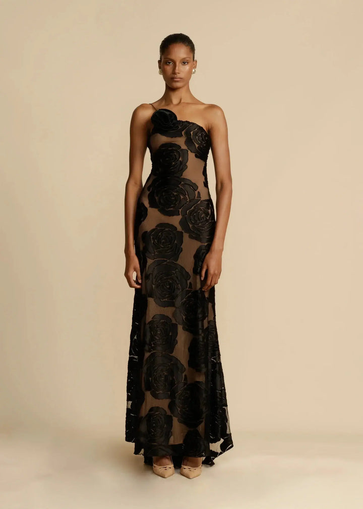Celeste | Floral One Shoulder Evening Maxi Dress
